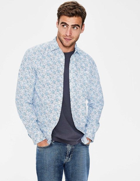 Poplin Pattern Shirt - Blues Ditsy Floral Poplin Pattern Shirt - Blues Ditsy Floral