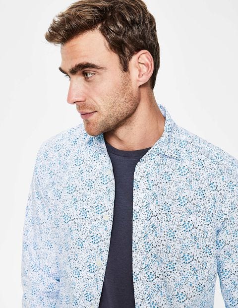 Poplin Pattern Shirt - Blues Ditsy Floral Poplin Pattern Shirt - Blues Ditsy Floral
