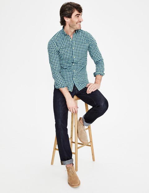 Slim Fit Garment-Dyed Shirt - Green Slim Fit Garment-Dyed Shirt - Green
