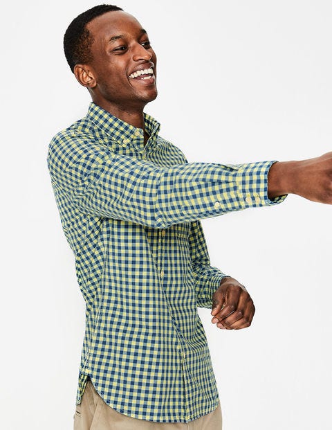 Slim Fit Garment-Dyed Shirt - Yellow Slim Fit Garment-Dyed Shirt - Yellow