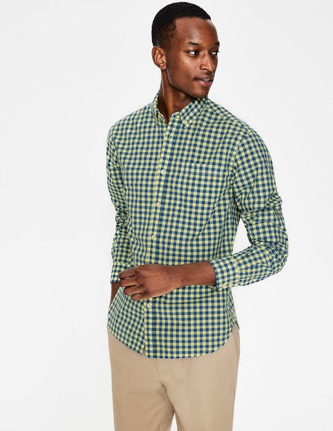 Slim Fit Garment-Dyed Shirt - Yellow Slim Fit Garment-Dyed Shirt - Yellow