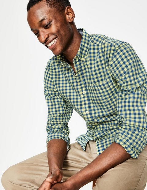Slim Fit Garment-Dyed Shirt - Yellow Slim Fit Garment-Dyed Shirt - Yellow