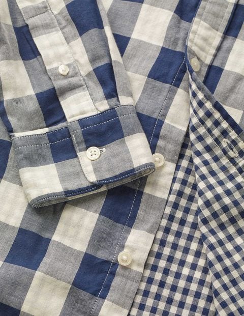 Double Cloth Shirt - Navy Blue Gingham Double Cloth Shirt - Navy Blue Gingham