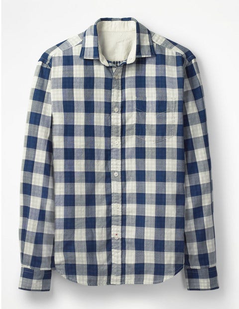 Double Cloth Shirt - Navy Blue Gingham Double Cloth Shirt - Navy Blue Gingham