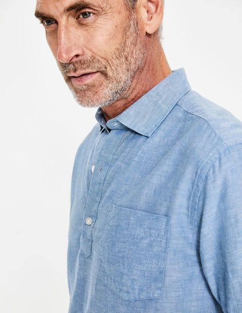 Linen Cotton Popover - Washed Blue Chambray Linen Cotton Popover - Washed Blue Chambray