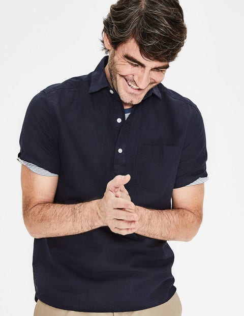 Linen Cotton Popover - Navy Linen Cotton Popover - Navy