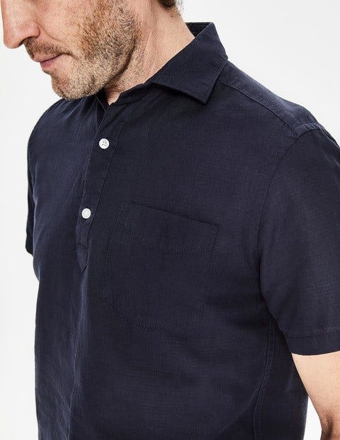 Linen Cotton Popover - Navy Linen Cotton Popover - Navy