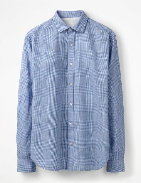 Linen Cotton Pattern Shirt - Prince of Wales Check Linen Cotton Pattern Shirt - Prince of Wales Check