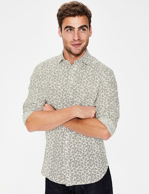 Linen Cotton Pattern Shirt - Army Floral Linen Cotton Pattern Shirt - Army Floral