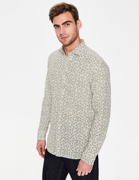 Linen Cotton Pattern Shirt - Army Floral Linen Cotton Pattern Shirt - Army Floral