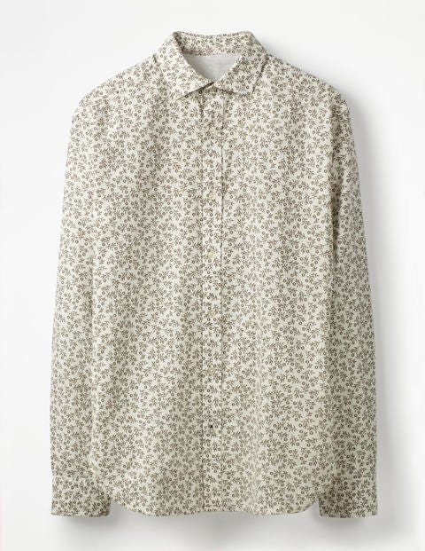 Linen Cotton Pattern Shirt - Army Floral Linen Cotton Pattern Shirt - Army Floral