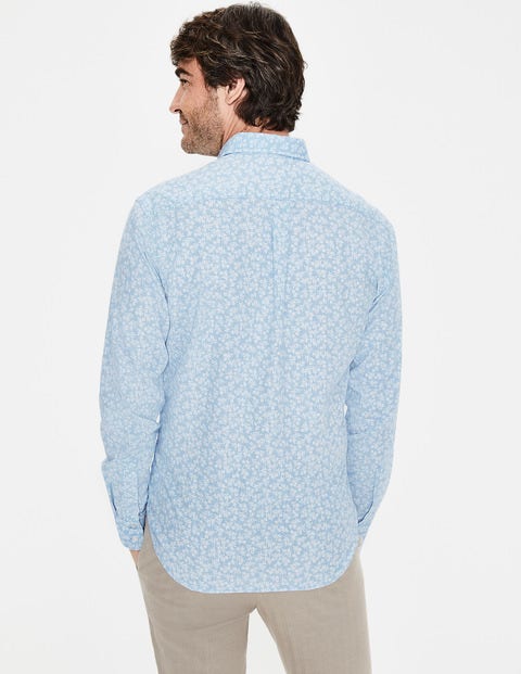 Linen Cotton Pattern Shirt - Ice Blue Floral Linen Cotton Pattern Shirt - Ice Blue Floral