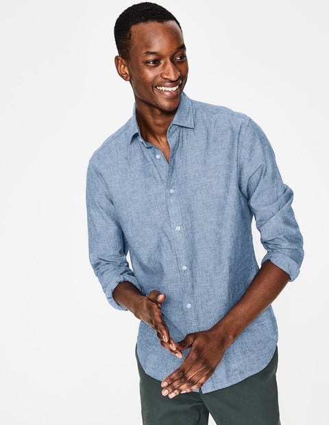 Linen Cotton Shirt - Washed Blue Chambray Linen Cotton Shirt - Washed Blue Chambray