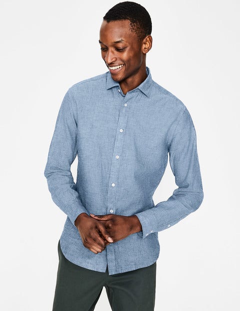 Linen Cotton Shirt - Washed Blue Chambray Linen Cotton Shirt - Washed Blue Chambray