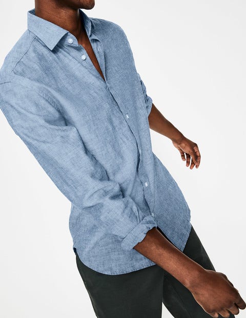 Linen Cotton Shirt - Washed Blue Chambray Linen Cotton Shirt - Washed Blue Chambray