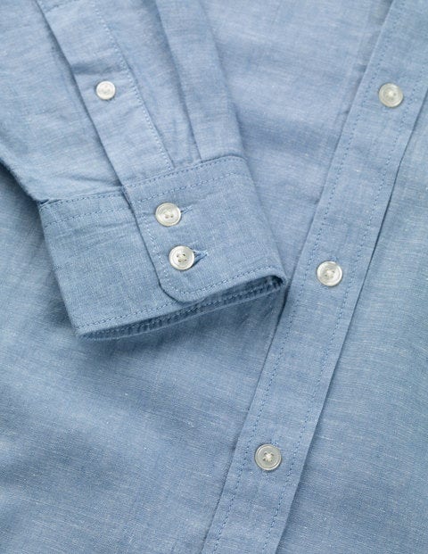 Linen Cotton Shirt - Washed Blue Chambray Linen Cotton Shirt - Washed Blue Chambray