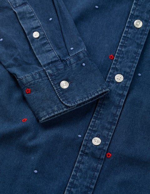 Slim Fit Indigo Shirt - Indigo Embroidery Slim Fit Indigo Shirt - Indigo Embroidery