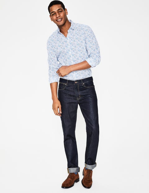 Slim Fit Poplin Pattern Shirt - Blues Ditsy Floral Slim Fit Poplin Pattern Shirt - Blues Ditsy Floral