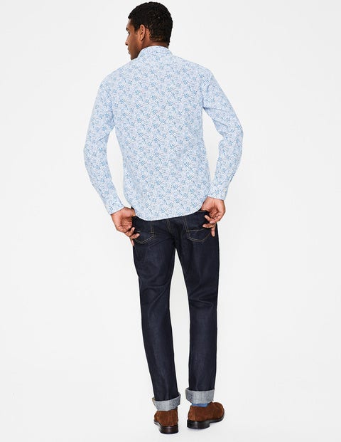 Slim Fit Poplin Pattern Shirt - Blues Ditsy Floral Slim Fit Poplin Pattern Shirt - Blues Ditsy Floral