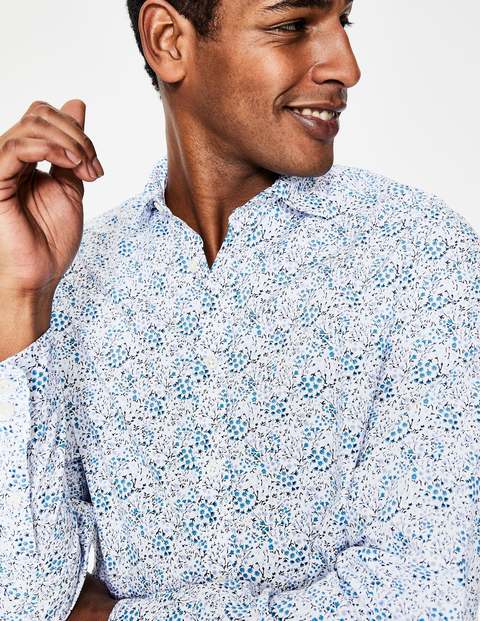 Slim Fit Poplin Pattern Shirt - Blues Ditsy Floral Slim Fit Poplin Pattern Shirt - Blues Ditsy Floral