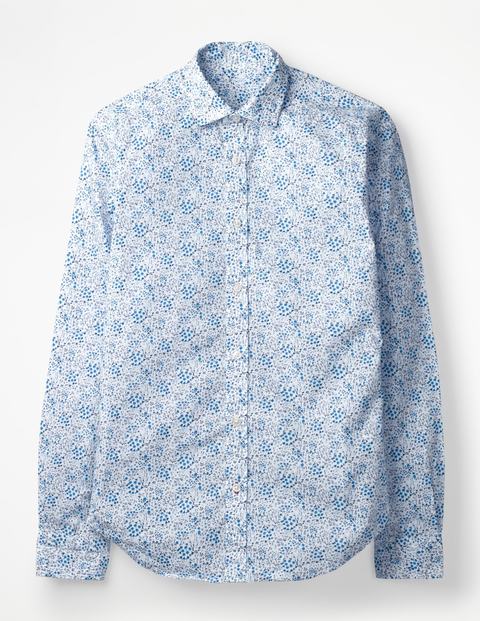 Slim Fit Poplin Pattern Shirt - Blues Ditsy Floral Slim Fit Poplin Pattern Shirt - Blues Ditsy Floral