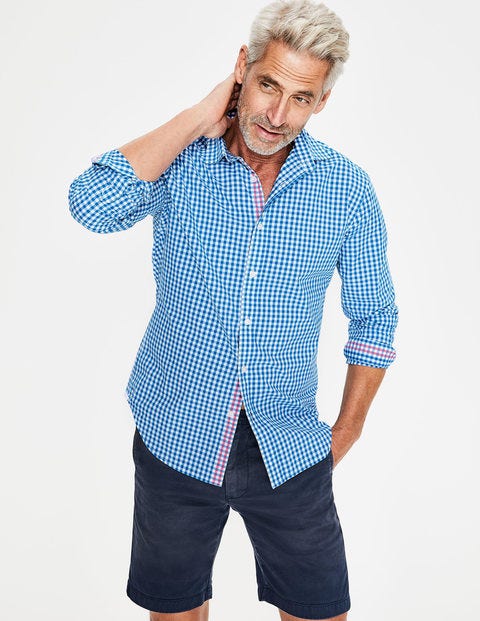 Slim Fit Poplin Pattern Shirt - Electric Blue Gingham Slim Fit Poplin Pattern Shirt - Electric Blue Gingham
