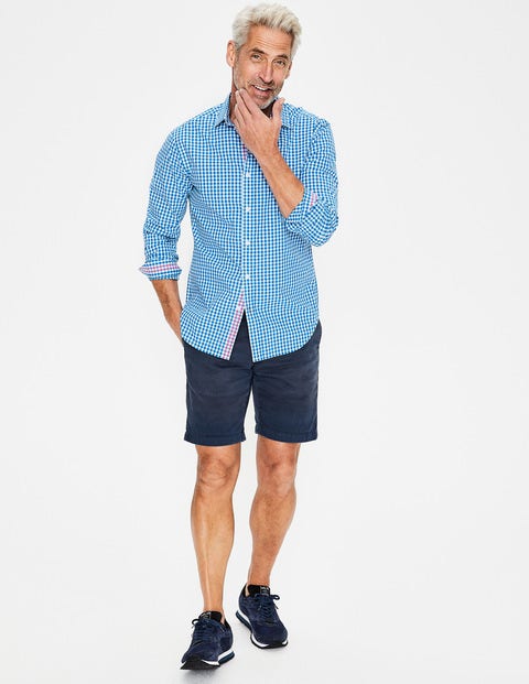 Slim Fit Poplin Pattern Shirt - Electric Blue Gingham Slim Fit Poplin Pattern Shirt - Electric Blue Gingham