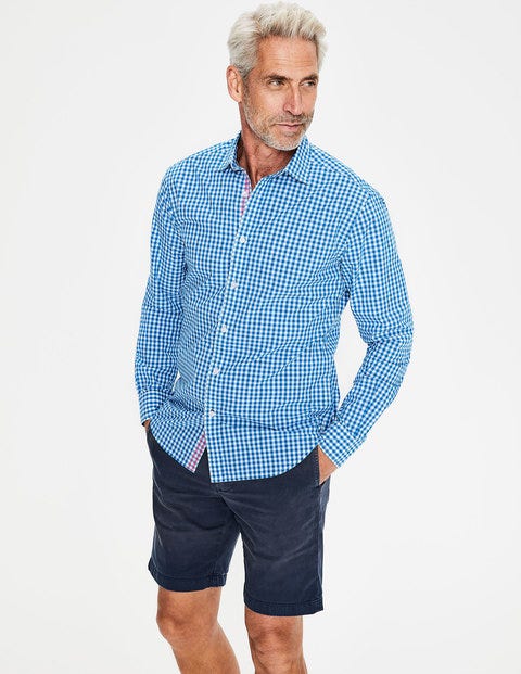 Slim Fit Poplin Pattern Shirt - Electric Blue Gingham Slim Fit Poplin Pattern Shirt - Electric Blue Gingham