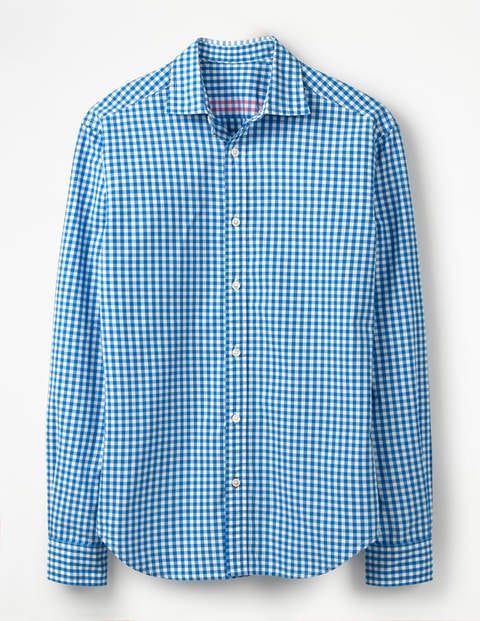 Slim Fit Poplin Pattern Shirt - Electric Blue Gingham Slim Fit Poplin Pattern Shirt - Electric Blue Gingham