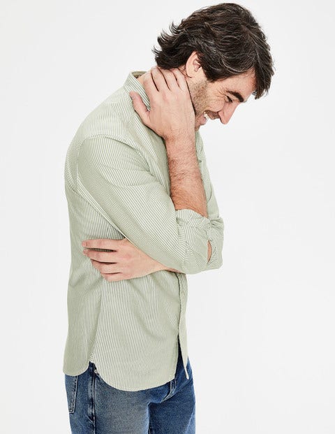 Oxford Patterned Shirt - Pitch Green Stripe Oxford Patterned Shirt - Pitch Green Stripe