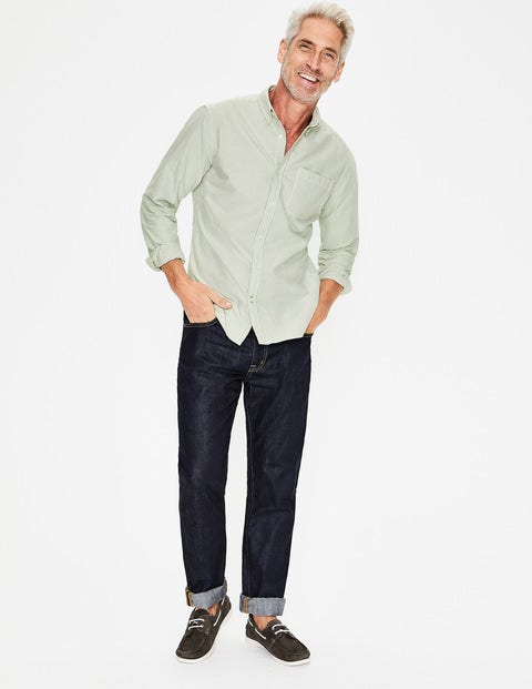 Slim Fit Oxford Pattern Shirt - Pitch Green Stripe Slim Fit Oxford Pattern Shirt - Pitch Green Stripe