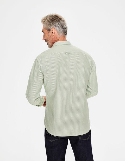 Slim Fit Oxford Pattern Shirt - Pitch Green Stripe Slim Fit Oxford Pattern Shirt - Pitch Green Stripe