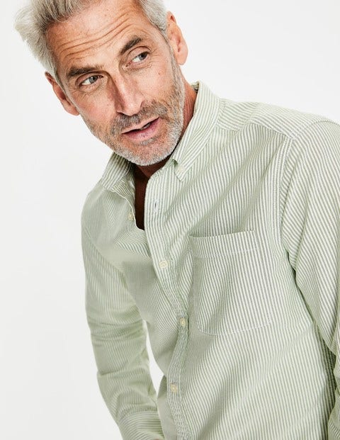 Slim Fit Oxford Pattern Shirt - Pitch Green Stripe Slim Fit Oxford Pattern Shirt - Pitch Green Stripe