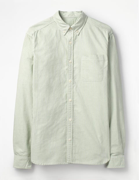 Slim Fit Oxford Pattern Shirt - Pitch Green Stripe Slim Fit Oxford Pattern Shirt - Pitch Green Stripe