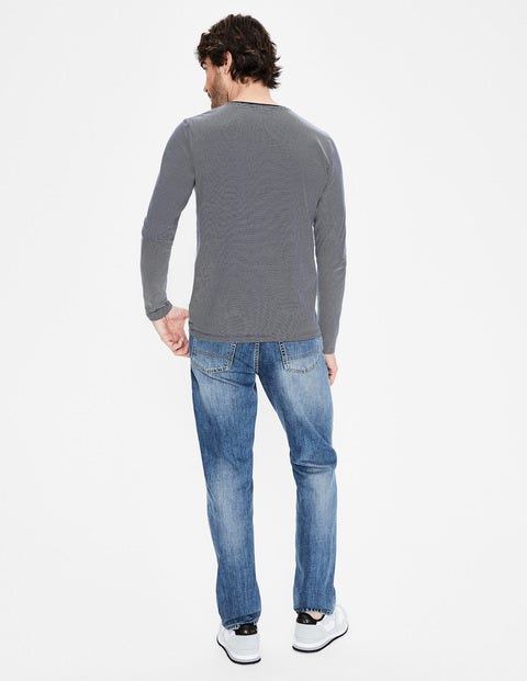 Long Sleeve Washed T-Shirt - Light Navy Stripe Long Sleeve Washed T-Shirt - Light Navy Stripe