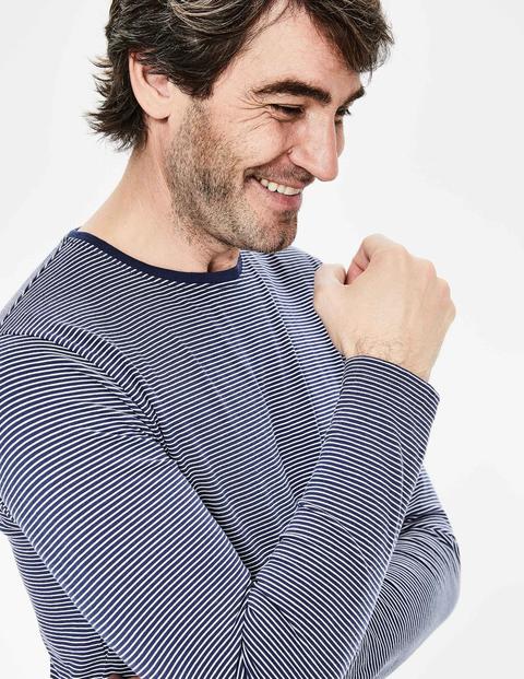 Long Sleeve Washed T-Shirt - Light Navy Stripe Long Sleeve Washed T-Shirt - Light Navy Stripe