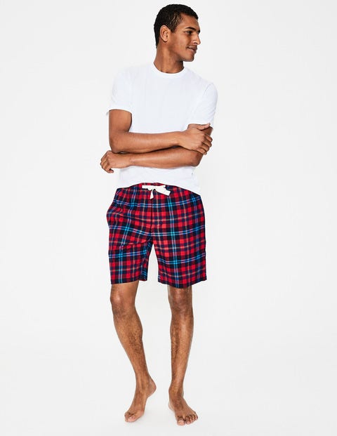 Brushed Cotton Lounge Shorts - Engine Red Multi Check Brushed Cotton Lounge Shorts - Engine Red Multi Check