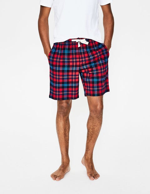 Brushed Cotton Lounge Shorts - Engine Red Multi Check Brushed Cotton Lounge Shorts - Engine Red Multi Check