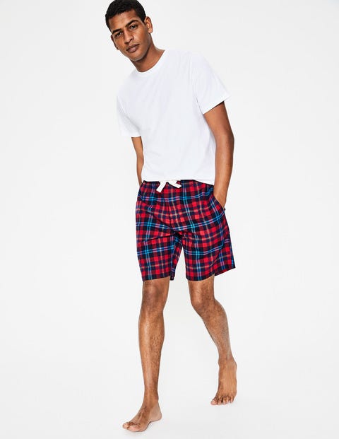 Brushed Cotton Lounge Shorts - Engine Red Multi Check Brushed Cotton Lounge Shorts - Engine Red Multi Check