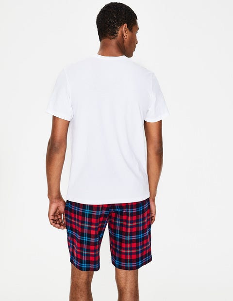 Brushed Cotton Lounge Shorts - Engine Red Multi Check Brushed Cotton Lounge Shorts - Engine Red Multi Check