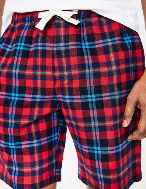 Brushed Cotton Lounge Shorts - Engine Red Multi Check Brushed Cotton Lounge Shorts - Engine Red Multi Check