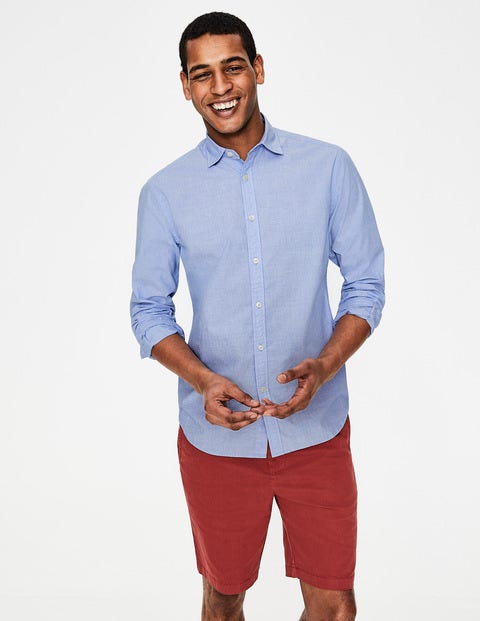 Slim Fit Poplin Shirt - Blue End on End Slim Fit Poplin Shirt - Blue End on End