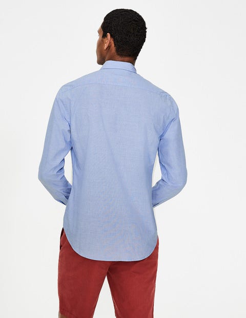 Slim Fit Poplin Shirt - Blue End on End Slim Fit Poplin Shirt - Blue End on End