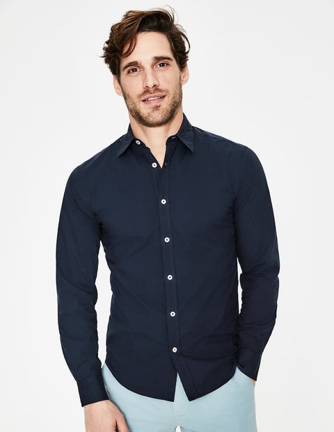 Slim Fit Poplin Shirt - Navy Slim Fit Poplin Shirt - Navy