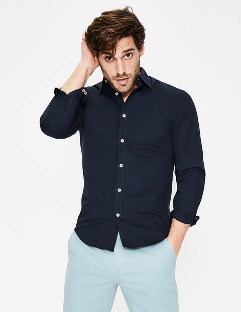 Slim Fit Poplin Shirt - Navy Slim Fit Poplin Shirt - Navy