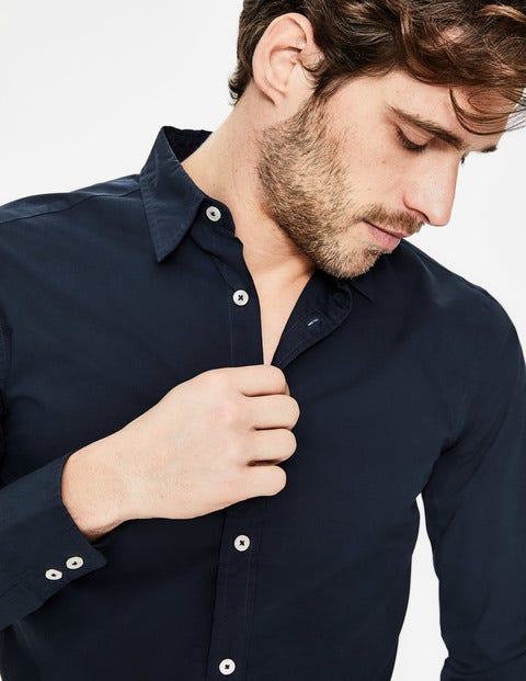 Slim Fit Poplin Shirt - Navy Slim Fit Poplin Shirt - Navy