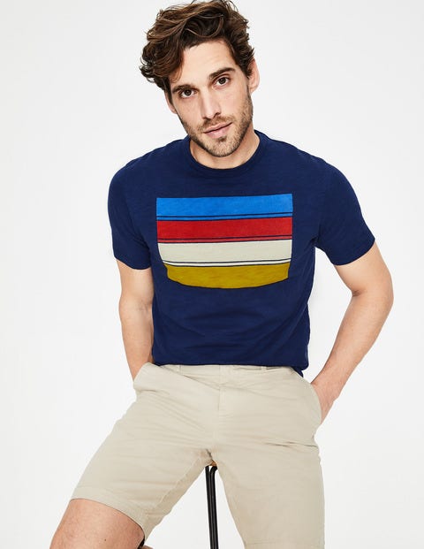 Graphic T-Shirt - Navy Multi Stripe Graphic T-Shirt - Navy Multi Stripe