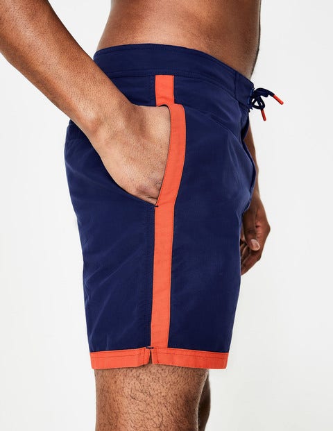 Badeshorts Mit Streifendetail - Navyblau Badeshorts Mit Streifendetail - Navyblau