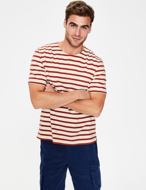 Short Sleeve Chichester - Ecru/Cayenne Pepper Stripe Short Sleeve Chichester - Ecru/Cayenne Pepper Stripe