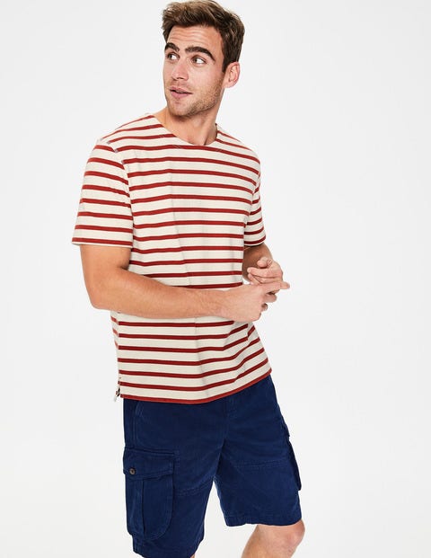 Short Sleeve Chichester - Ecru/Cayenne Pepper Stripe Short Sleeve Chichester - Ecru/Cayenne Pepper Stripe